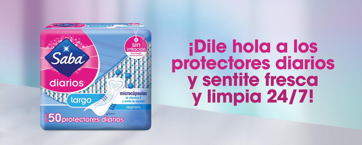 Imagen de los protectores intimos sobre un fondo rosa - Saba